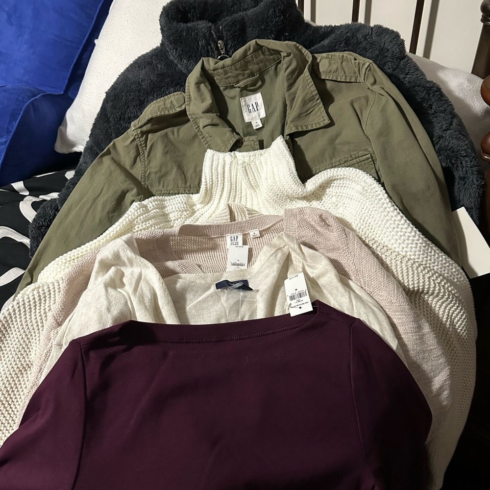 GAP Women's Clothing Collection- great combo of sweaters, jackets and dresses